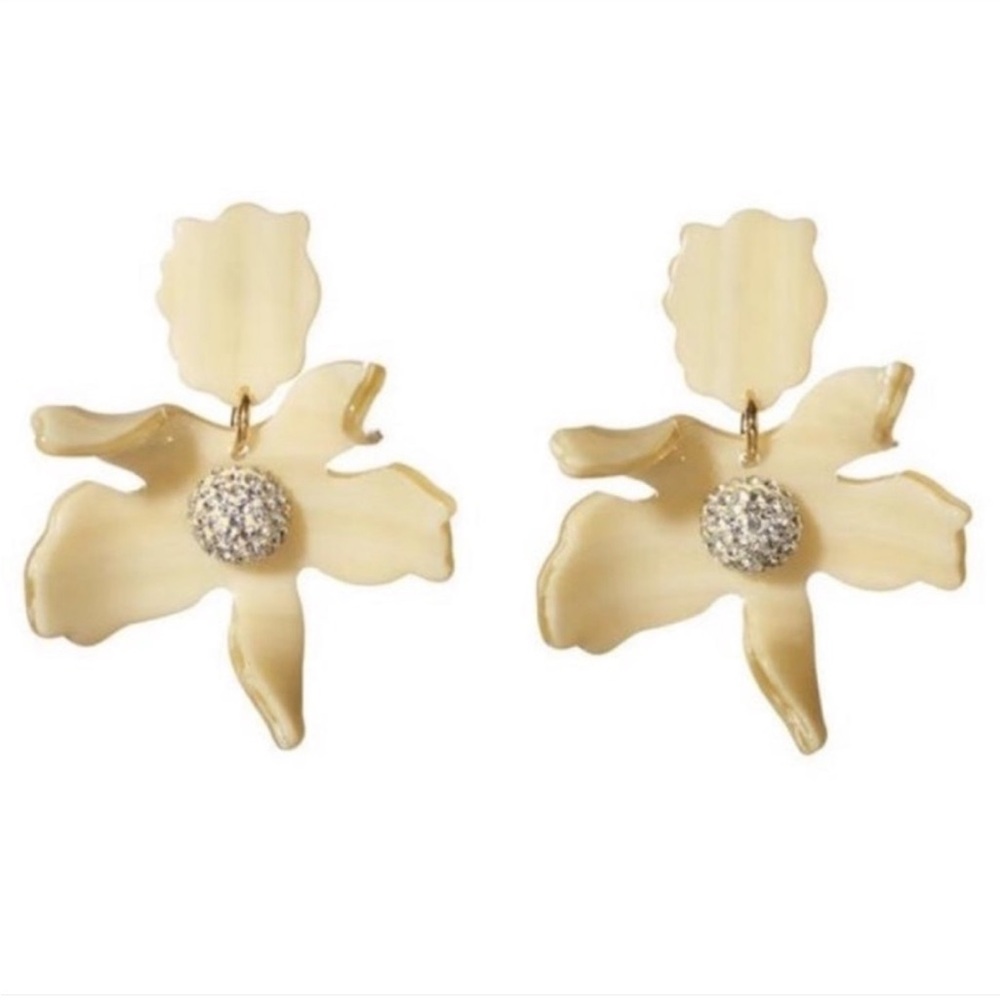 Lele Sadoughi Small Bone Crystal Lily Pierced Earrings